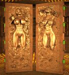  3d_(artwork) anthro bound breasts carbonite cobra digital_media_(artwork) dragon duo encasement female frozen hi_res nipples nude reptile scalie sfmcarbonfreezer snake source_filmmaker star_wars 