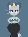  2021 2d_animation alolan_meowth animated anthro anthrofied areola blinking bottomwear breasts cleavage clothed clothing clothing_lift dialogue digital_media_(artwork) english_text fangs felid female flexing half-closed_eyes hi_res looking_at_viewer mammal midriff narrowed_eyes navel nintendo nipples open_mouth open_smile pec_flexing pok&eacute;mon pok&eacute;mon_(species) pok&eacute;morph regional_form_(pok&eacute;mon) shirt shirt_lift short_playtime simple_background smile solo speech_bubble talking_to_viewer tank_top tansau text text_on_clothing text_on_shirt text_on_tank_top text_on_topwear thick_thighs topwear video_games wide_hips 