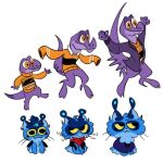  1:1 age_progression alien ambiguous_gender anthro blue_body blue_fur clothing duo feral flyingsnake flyingsnake_(character) fur lizard peter_(flyingsnake) poncho purple_body reptile scalie spiked_tail spikes spikes_(anatomy) whiskers yellow_sclera 
