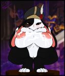  absurd_res anthro armello big_breasts blush bodily_fluids breasts cum cum_on_breasts cum_on_ear cum_on_face electricsnowfox elyssia_(armello) exposed_breasts feet female genital_fluids genitals hi_res huge_breasts lagomorph leporid mammal pussy rabbit solo video_games 