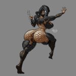  1:1 alien alien_humanoid anus armor big_breasts big_butt breasts butt female hi_res humanoid looking_at_viewer looking_back predator_(franchise) rashchaos solo tagme thick_thighs weapon 