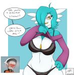  absurd_res big_breasts blood blush bodily_fluids bra breasts clothed clothing clothing_lift dialogue duo female gardevoir hair hair_over_eye hat headgear headwear hi_res human humanoid humor jeffthehusky julia_caernarvon lace male male/female mammal mature_female multicolored_body multicolored_skin nintendo nosebleed not_furry one_eye_obstructed orange_eyes panties pok&eacute;mon pok&eacute;mon_(species) pok&eacute;mon_trainer shirt shirt_lift short_hair slightly_chubby solo_focus sweater teasing thick_thighs topwear two_tone_body two_tone_skin underwear video_games wide_hips 