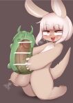  anthro balls big_balls big_penis biped blush breath brown_background brown_body brown_eyes brown_fur censored cute_fangs erection eye_roll fur genitals hair hi_res horizontal_pupils humanoid_genitalia humanoid_penis kemono kneeling lagomorph long_ears looking_pleasured made_in_abyss male mammal masturbation monotone_hair multicolored_body multicolored_fur nanachi narehate nude open_mouth open_smile penetrable_sex_toy penile penile_masturbation penis pupils sex_toy simple_background smile solo tan_body tan_fur three-quarter_view two_tone_body two_tone_fur whiskers white_body white_fur white_hair zkky 