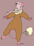 2020 ambiguous_gender anthro braided_hair eyes_closed hair halcy0n hi_res kigu long_hair male_(lore) mammal murid murine on_one_leg rat ribbons rodent simple_background smile solo standing tail_ribbon 