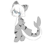  ambiguous_gender anthro blue_eyes changed_(video_game) chano fin fish grey_body hair looking_at_viewer marine shark shark_tail simple_background solo stripes the_shark_(changed) white_background white_body white_hair 