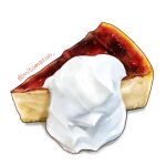  artist_name cake cake_slice cheesecake commentary_request cream dessert food food_focus highres mitomaton no_humans original pastry realistic simple_background still_life sweets white_background 