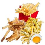  food food_focus french_fries garnish no_humans original paper realistic sauce saucer simple_background still_life studiolg white_background 