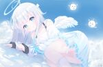  amatsuka_uto amatsuka_uto_(channel) blue_eyes deyui dress gray_hair halo long_hair wings 