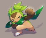  chespin clenched_hands closed_mouth commentary_request full_body gen_6_pokemon green_eyes green_scarf highres legs_apart no_sclera nullma pokemon pokemon_(creature) scarf shiny solo standing 