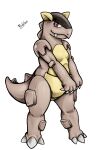  2016 absurd_res anthro breasts claws featureless_breasts female hi_res kangaskhan nintendo pok&eacute;mon pok&eacute;mon_(species) red_eyes rubtox signature simple_background solo video_games 