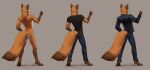  4_toes 5_fingers anthro butt canid canine clothed clothing ears_up feet fingers fox fur happy koul male mammal nude orange_body orange_fur orange_tail plantigrade pose scott smile solo standing toes white_body white_fur 