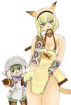  androgynous animal_ears apron artist_request blonde_hair breasts brown_eyes final_fantasy final_fantasy_xi green_eyes hairband implied_masturbation large_breasts mithra nude tail tarutaru 