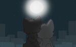  ambiguous_gender anthro black_body black_fur canid canine canis changed_(video_game) chano city city_background cityscape duo fur hand_holding hi_res light lin_(changed) male mammal moon moonlight night puro_(changed) rear_view star white_body white_fur wolf 