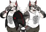  absurd_res canid canine canis clothed clothing coat domestic_dog drks eyewear glasses hair hand_in_pocket hands_in_pockets hi_res literature male mammal pockets red_eyes tongue tongue_out topwear white_hair 