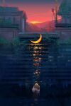  cloud crescent_moon denis_istomin house leaf moon original plant scenery sky stairs sunset surreal twilight 