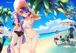  2girls 6+boys ahoge beach beach_umbrella berserker_(fate/zero) bikini black_bikini blue_hair breasts brothers fate/stay_night fate/zero fate_(series) father_and_son glasses hair_ribbon hassan_of_the_cursed_arm_(fate) long_hair low-tied_long_hair matou_byakuya matou_kariya matou_sakura matou_shinji matou_zouken multiple_boys multiple_girls ocean outdoors purple_hair ribbon rider sand short_hair siblings side-tie_bikini skull_mask smile swimsuit time_paradox umbrella uncle_and_niece v very_long_hair wavy_hair white_bikini white_hair ycco_(estrella) younger 