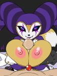  3:4 anthro areola big_breasts black_sclera breasts canid canine clothed clothing countershade_body countershade_face countershading curvaceous curvy_figure cute_fangs demon digimon digimon_(species) digital_media_(artwork) dipstick_tail dokeshimon duo fak&eacute;mon fan_character fangs feet female fool&#039;s_hat fox front_view fur furball_(artist) fusion genitals gloves handwear hat headgear headwear hi_res huge_breasts human hybrid imp impmon jester jester_outfit lips lipstick looking_at_viewer makeup male male/female mammal markings multicolored_body multicolored_eyes multicolored_fur multicolored_tail nipples penis purple_eyes red_gem renamon renimpmon sex short_stack simple_background smile snaggle_tooth titfuck two_tone_body two_tone_fur voluptuous white_body white_fur yellow_body yellow_fur 