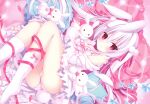  animal_ears bunny_ears bunnygirl cameltoe dress hasune long_hair original panties pink_eyes pink_hair scan stockings tail underwear 