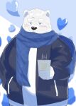  &lt;3 2021 anthro candy chocolate clothing dessert en_1_9 food fur hi_res humanoid_hands kemono male mammal overweight overweight_male polar_bear scarf solo sweater topwear ursid ursine white_body white_day white_fur 