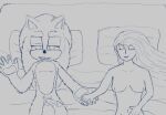  2021 after_sex anthro bed biped breasts duo emma eulipotyphlan female furniture genitals hair hand_holding hedgehog hedgehogblue02 hi_res human humanoid_genitalia humanoid_penis lying male male/female mammal on_back penis sonic_the_hedgehog sonic_the_hedgehog_(film) sonic_the_hedgehog_(series) 