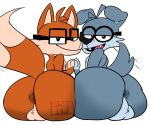  absurd_res animal_humanoid anthro anus big_butt butt canid canid_humanoid canine canine_humanoid canis domestic_dog duo eljelicsnsfw eyewear fivey_fox foury fox fox_humanoid glasses hi_res humanoid male male/male mammal mammal_humanoid nerd short_stack shortst snoot_for_booping spreading tailwag 