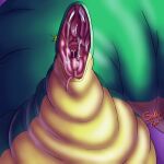  1:1 ambiguous_gender belly big_belly bodily_fluids digital_media_(artwork) fangs feral male mouth_shot nude obese open_mouth overweight reptile saliva scalie serpentine simple_background snake snekkobean solo teeth tongue tongue_out vore 