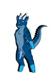  anthro blue_body blue_fur dragon fishstick567 fishstick_(character) fur furred_dragon genitals hi_res horn knot male nude penis presenting scales slit solo thick_tail 