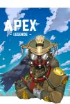  1other ambiguous_gender animal_on_arm apex_legends apmix bird bird_on_arm bloodhound_(apex_legends) cloud copyright_name crow gas_mask gloves helmet highres logo mask mouth_mask poking red_gloves sky solo 