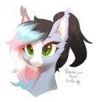  absurd_res accessory bat_pony bust_portrait dyed-hair ear_tuft equid female feral green_eyes hair_accessory hair_tie hasbro helemaranth hi_res looking_at_viewer mammal my_little_pony portrait smile solo starskipper tuft 