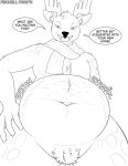 2019 after_vore anthro anthro_pred antlers belly big_belly black_and_white capreoline cervid dated dialogue digestion digital_media_(artwork) english_text featureless_crotch fidchellvore front_view hand_on_hip horn looking_at_viewer looking_down low-angle_view male male_pred mammal monochrome mostly_nude narrowed_eyes neil_aston onomatopoeia open_mouth open_smile oral_vore overweight overweight_anthro overweight_male rumbling_stomach scarf scarf_only signature smile soft_vore solo sound_effects speech_bubble talking_to_viewer teasing teeth text thick_thighs tongue vore white-tailed_deer wide_hips 