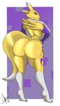  anthro big_breasts big_butt breasts butt digimon digimon_(species) female hi_res looking_back muscular muscular_female renamon sixpathoffriendship thick_thighs 