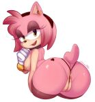  &lt;3_tattoo amy_rose anus bent_over breasts chisana choker ear_piercing eulipotyphlan female genitals hedgehog jewelry looking_at_viewer makeup mammal mostly_nude necklace nipple_piercing nipples piercing pussy signature simple_background solo sonic_the_hedgehog_(series) string_panties white_background yellow_eyes 