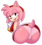  amy_rose anthro bent_over butt chisana clothed clothing eulipotyphlan female hedgehog hi_res looking_at_viewer mammal panties panty_shot simple_background solo sonic_the_hedgehog_(series) underwear white_background yellow_eyes 