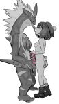  1boy 1girl ass bangs barbarian_tk blush boots breasts censored commentary_request erection eye_contact eyebrows_visible_through_hair french_kiss from_side furry gen_8_pokemon gloria_(pokemon) greyscale hand_on_another&#039;s_ass hand_on_another&#039;s_penis hat heart heart_censor height_difference highres interspecies kiss looking_at_another monochrome nude open_mouth penis plaid plaid_legwear pokemon pokemon_(creature) pokemon_(game) pokemon_swsh saliva short_hair shoulder_blades simple_background socks standing sweat tam_o&#039;_shanter toes tongue tongue_out toxtricity toxtricity_(low_key) white_background 