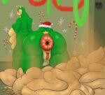  6_legs antennae_(anatomy) anthro anus arthropod big_butt breasts butt caterpillar christmas concentrating donut_anus drunk drunk_bubbles embarrassed feces female holidays huge_butt hyper hyper_anus hyper_butt hyper_feces insect larva multi_breast pooping scat shyra skunk_bunk smelly solo substance_intoxication taur worm 