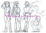  1girl character_sheet full_body highres ichikawa_natsumi multiple_views nishihata_ayumi notes official_art ponytail production_art signature turnaround twitter_username urasekai_picnic 