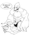  &lt;3 2017 5_fingers anthro avian beak big_bulge big_pecs blush bulge canid canine canis clothed clothing dialogue domestic_dog duo english_text eyewear fingers glasses hair huge_bulge huge_muscle huge_pecs kneeling looking_at_another lying male mammal monochrome nintendo nipples open_mouth pecs ponytail rito size_difference smile speech_bubble stagor55 text the_legend_of_zelda underwear underwear_only video_games 