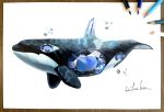  animal animal_focus colored_pencil_(medium) crystal erumo_0384 highres no_humans orca original photo_(medium) simple_background tanzanite_(gemstone) traditional_media white_background 