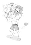  2019 4_toes 5_fingers anthro anthrofied big_muscles bottomwear clothing digitigrade disney feet felid fingers growth hair hoodie huge_muscles hyper hyper_muscles lion male mammal monochrome muscle_growth muscular open_mouth pantherine pants simba solo stagor55 standing the_lion_king toes topwear torn_clothing veiny_muscle 