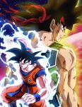  armor bandana bardock biceps black_hair blood blood_on_face broken_armor bruise dougi dragon_ball dragon_ball_z headband highres injury mocky_art monkey_tail muscular muscular_male pants red_headband saiyan saiyan_armor scratches son_goku spiked_hair tail 