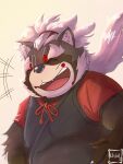  2021 anthro brown_body brown_fur canid canine clothed clothing fur goemon_(tas) hi_res kemono lhjal2 male mammal overweight overweight_male raccoon_dog solo tanuki tokyo_afterschool_summoners video_games 