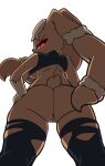  anthro breasts butt female game_(disambiguation) genitals hi_res looking_at_viewer looking_back low-angle_view mega_evolution mega_lopunny nintendo pinkcappachino pok&eacute;mon pok&eacute;mon_(species) pussy red_eyes solo video_games 