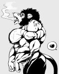  &lt;3 2017 after_transformation anthro big_pecs bite_mark blood bodily_fluids fangs grey_background hair huge_muscle huge_pecs male monochrome nude open_mouth pecs sharp_teeth simple_background solo stagor55 teeth were 