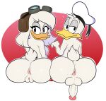 2021 absurd_res anatid anseriform anthro anus areola avian balls big_balls big_butt bird blackmore blush breasts brother_(lore) brother_and_sister_(lore) butt della_duck disney donald_duck duck ducktales ducktales_(2017) duo feathers female genitals hi_res looking_at_viewer looking_back male nipples penis pussy sibling_(lore) sister_(lore) take_your_pick white_body white_feathers 