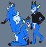  absurd_res animal_crossing animal_humanoid anthro antlers ass_up balls bam_(animal_crossing) blush blushing_profusely butt butt_focus casual_nudity cervid cervid_humanoid cervine chest_tuft clothing ears_up embarrassed erection freckles fur genitals glistening glistening_butt gumbahgoo hand_on_hip head_tuft hi_res hooves horn humanoid humanoid_genitalia jacket male mammal mammal_humanoid multicolored_body nintendo nude open_mouth penis perineum raised_tail smile solo teeth teeth_showing topwear tuft video_games 