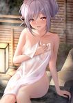  breast_hold kanzaki_ranko karu_(qqqtyann) naked onsen the_idolm@ster the_idolm@ster_cinderella_girls towel wet 