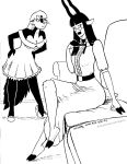  2020 angry antelope anthro bedroom_eyes black_and_white bovid breasts cleavage clothed clothing comic dress duo ear_piercing ear_ring female footwear fur furniture gazelle hair high_heels hooves horn kelly_o'dor long_hair mammal mephitid miss_thompson_(tegerio) monochrome narrowed_eyes piercing ring_piercing seductive skunk smile sofa tail tegerio undressing whiskers zandar's_saga 