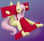  2020 alicorn-without-horn anthro anthrofied bat_pony bat_wings cutie_mark equid female flutterbat_(mlp) fluttershy_(mlp) friendship_is_magic gradient_background hair hasbro hi_res hooves looking_at_viewer mammal membrane_(anatomy) membranous_wings my_little_pony nude pink_hair purple_background red_eyes restrained simple_background sitting smiling_at_viewer solo stocks strategically_covered tongue tongue_out underhoof unguligrade_anthro wings 