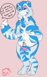  absurd_res anthro blue_body blue_fur chastity_cage chastity_device clothing embarrassed felid fur genitals girly girly_clothing hi_res humiliation kodak male mammal pantherine panties penis small_penis small_penis_humiliation solo speech_bubble tiger underwear zadirtybish 