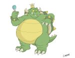  2018 3_toes 4_fingers absurd_res anthro belly belly_scales big_belly biped black_eyes bowser bracelet canson claws crown digital_media_(artwork) fangs featureless_crotch feet finger_claws fingers front_view full-length_portrait hi_res holding_object holding_staff horn jewelry king king_koopa koopa male mario_bros nintendo nude obese obese_anthro obese_male overweight overweight_anthro overweight_male plantigrade portrait reptile royalty scales scalie scepter shell signature simple_background solo spiked_bracelet spiked_shell spiked_tail spikes spikes_(anatomy) staff standing toe_claws toes video_games white_background white_claws yellow_sclera 